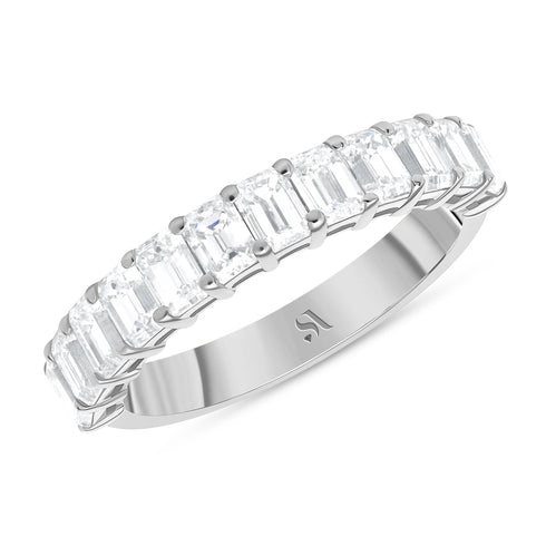 Rising Star Diamonds Rings 6 18K White Gold Emerald-Cut Diamond Ring, 1.98ct